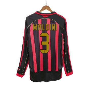 Men's MALDINI #3 AC Milan Home Long Sleeve Retro Soccer Jersey 2006/07