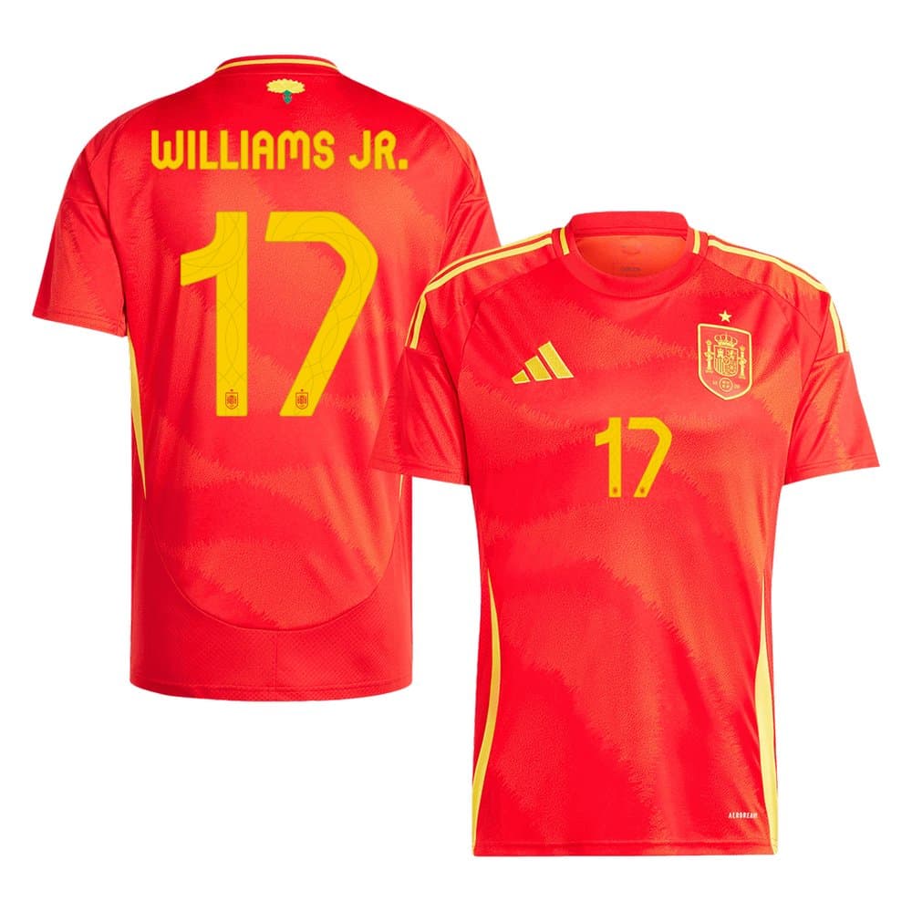 Men's WILLIAMS JR. #17 Spain Home Replica Soccer Jersey EURO 2024