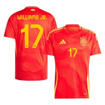 Men's WILLIAMS JR. #17 Spain Home Replica Soccer Jersey EURO 2024 Men's WILLIAMS JR. #17 Spain Home Replica Soccer Jersey EURO 2024