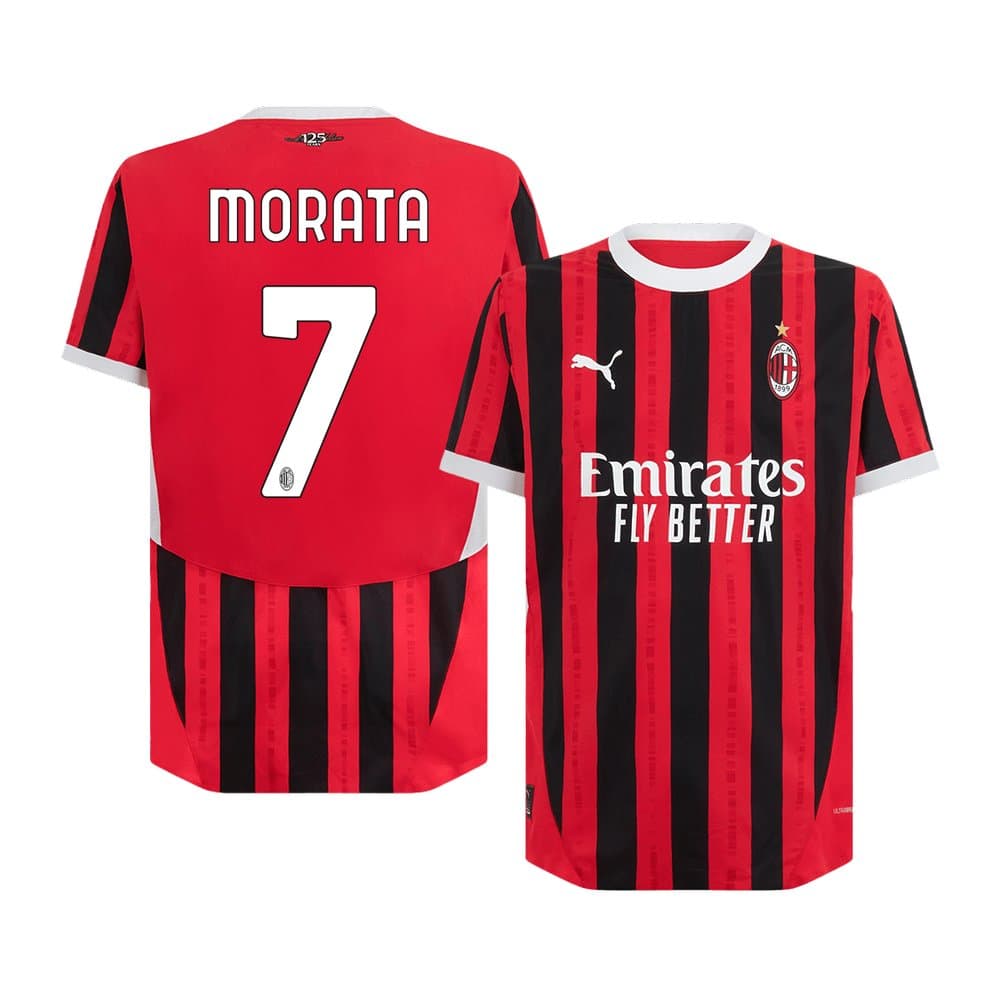 Men's MORATA #7 AC Milan Home Authentic Soccer Jersey 2024/25
