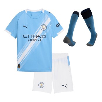 Kid's Manchester City Home Soccer Jersey Full Kit 2025/26