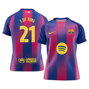 Men's F.DE JONG #21 Barcelona Home Replica Soccer Jersey -UCL 2025/26