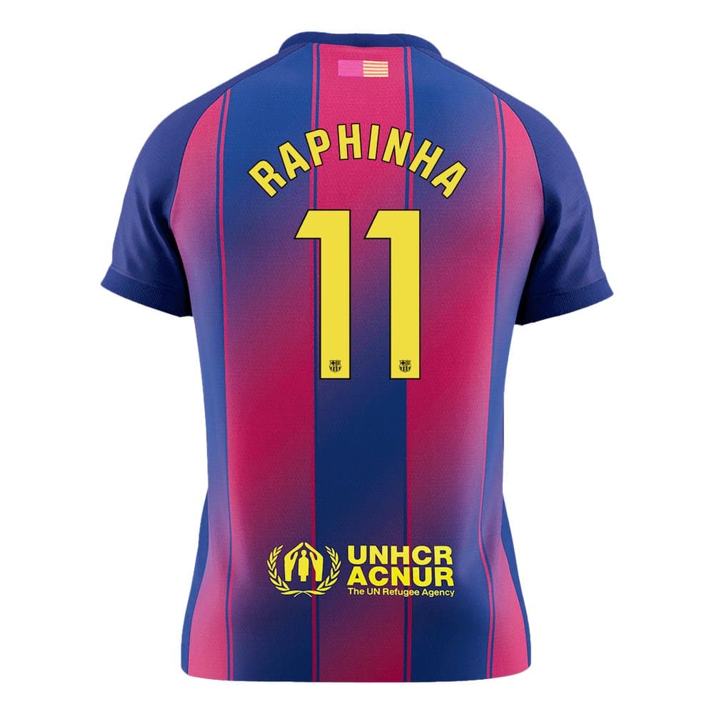 Men's RAPHINHA #11 Barcelona Home Replica Soccer Jersey 2025/26