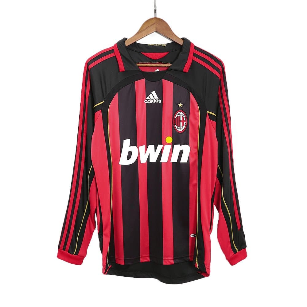 Men's AC Milan Home Long Sleeve Retro Soccer Jersey 2006/07