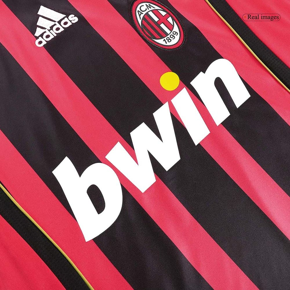 Men's AC Milan Home Long Sleeve Retro Soccer Jersey 2006/07