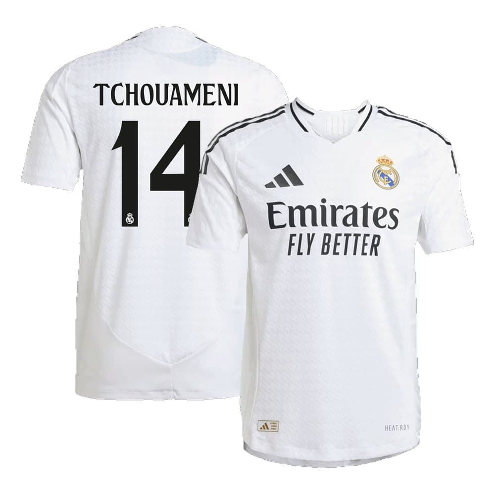 Men's TCHOUAMENI #14 Real Madrid Home Authentic Soccer Jersey 2024/25 Men's TCHOUAMENI #14 Real Madrid Home Authentic Soccer Jersey 2024/25