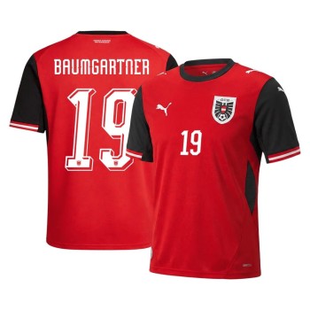 Men's BAUMGARTNER #19 Austria Home Replica Soccer Jersey World Cup 2026