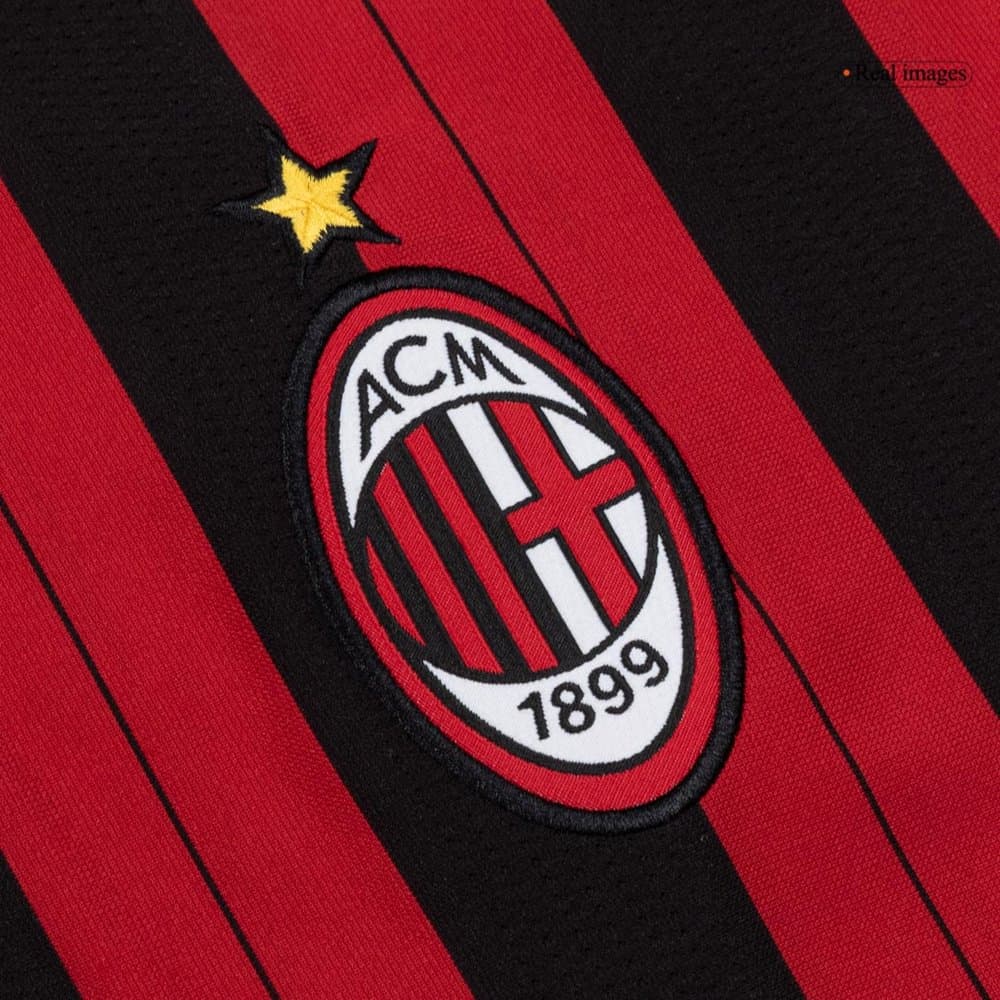 Men's AC Milan Home Long Sleeve Retro Soccer Jersey 2013/14 Men's AC Milan Home Long Sleeve Retro Soccer Jersey 2013/14