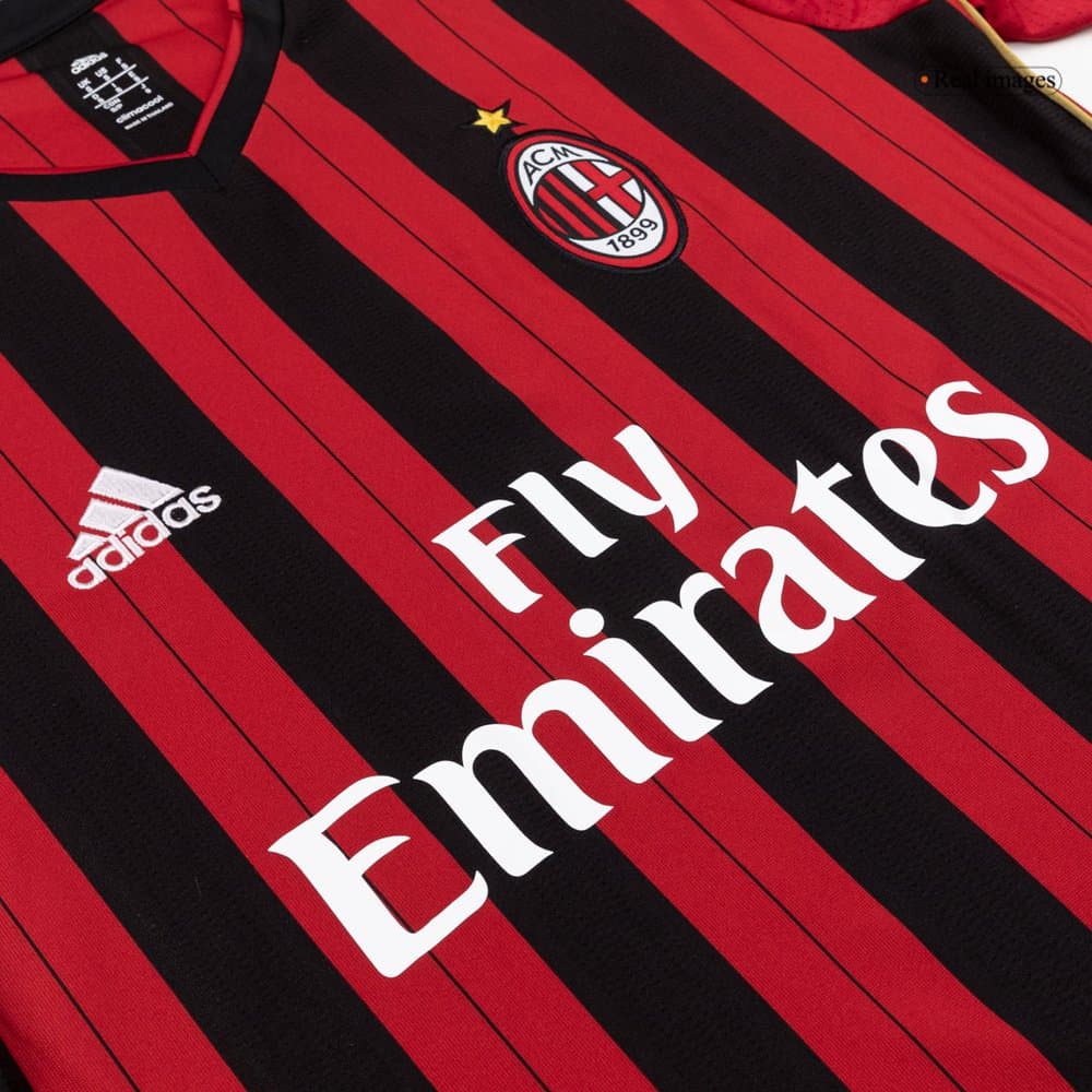 Men's AC Milan Home Long Sleeve Retro Soccer Jersey 2013/14 Men's AC Milan Home Long Sleeve Retro Soccer Jersey 2013/14