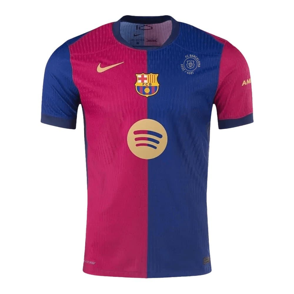Men's Barcelona Home Authentic Soccer Jersey - 125th Anniversary(Spotify Logo Without Text) 2024/25