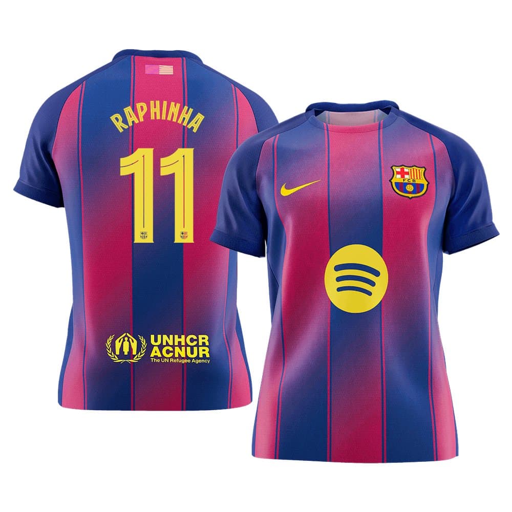 Men's RAPHINHA #11 Barcelona Home Replica Soccer Jersey -UCL 2025/26