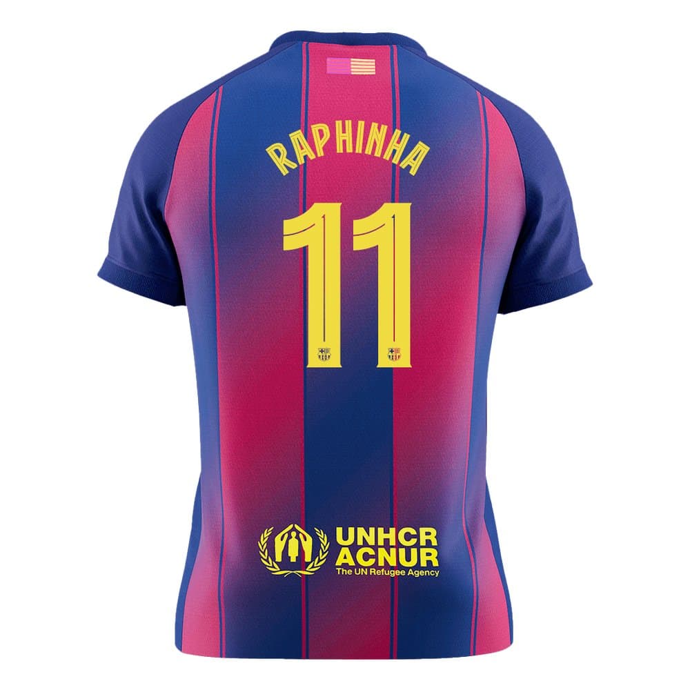 Men's RAPHINHA #11 Barcelona Home Replica Soccer Jersey -UCL 2025/26