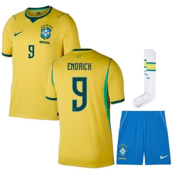 Men's ENDRICK #9 Brazil Home Replica Jersey Full Kit World Cup 2026