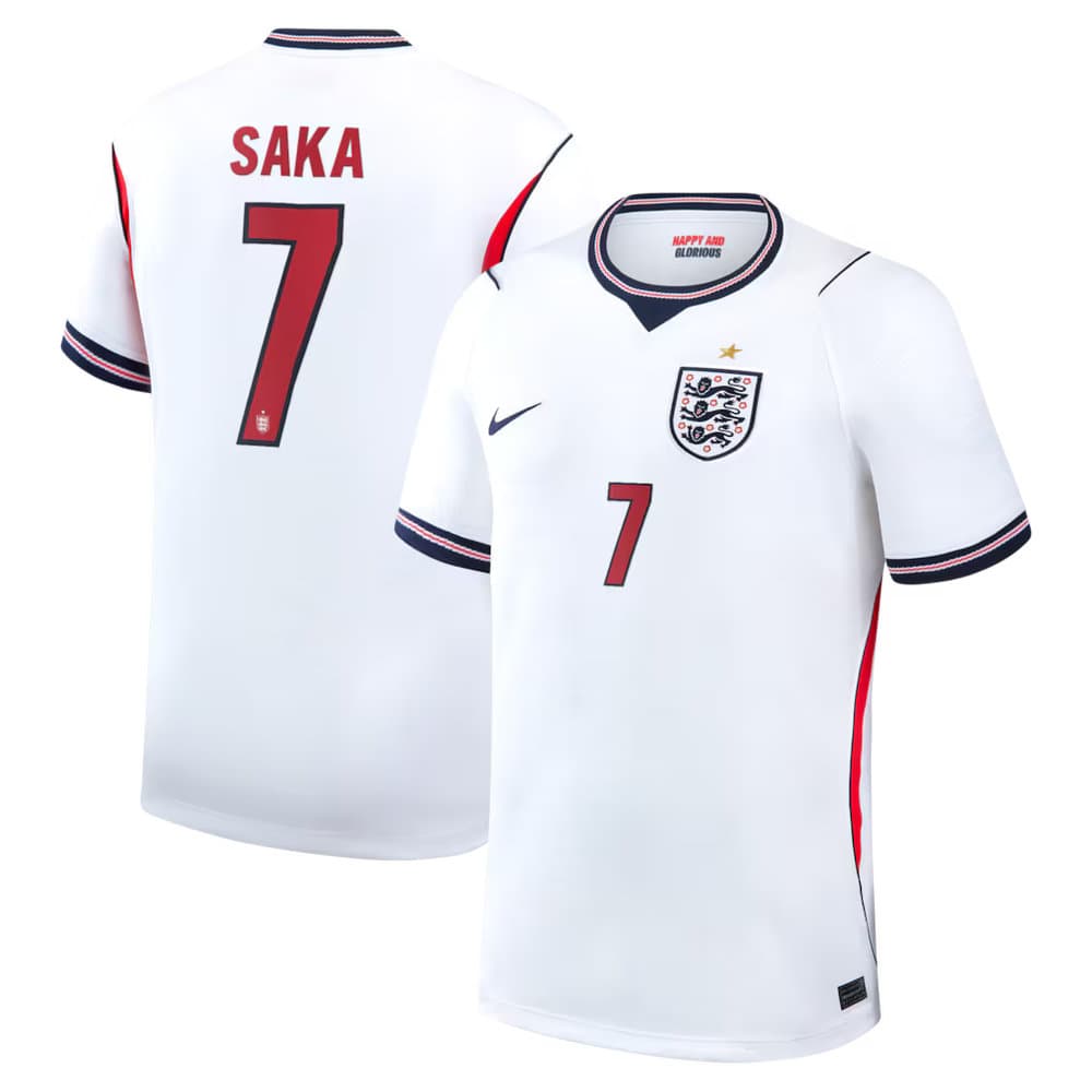 Men's Bukayo Saka #7 England Home Stadium Replica Jersey World Cup 2026