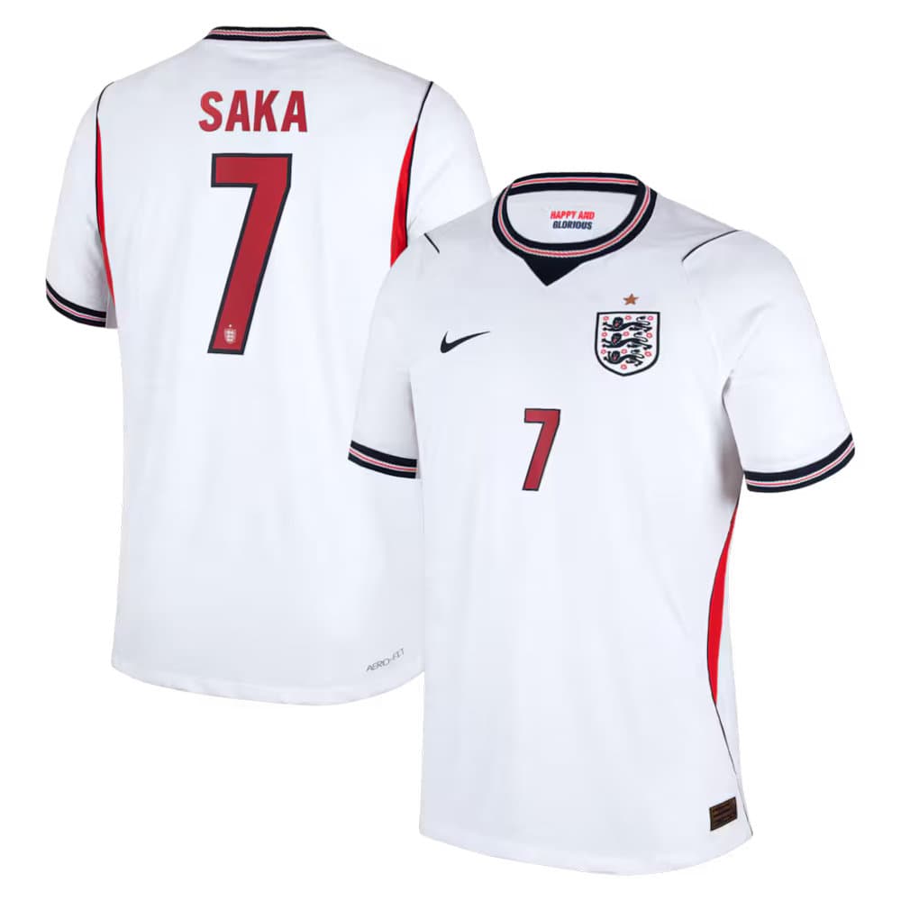 Men's Bukayo Saka #7 England Home Match Authentic Jersey World Cup 2026