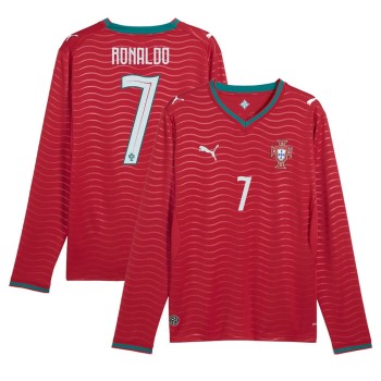 Men's Cristiano Ronaldo #7 Portugal Home Replica Long Sleeve Jersey World Cup 2026 Men's Cristiano Ronaldo #7 Portugal Home Replica Long Sleeve Jersey World Cup 2026