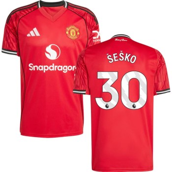 Men's Šeško #30 Manchester United Home Replica Soccer Jersey 2025/26