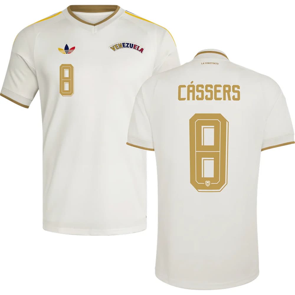 Men's CÁSSERES JR. #8 Venezuela Away Replica Jersey World Cup 2026