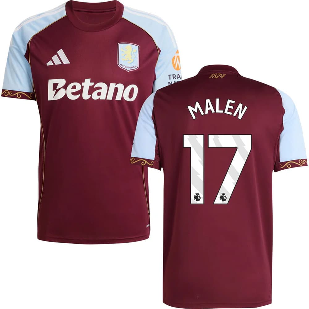 Men's MALEN #17 Aston Villa Home Replica Jersey 2025/26