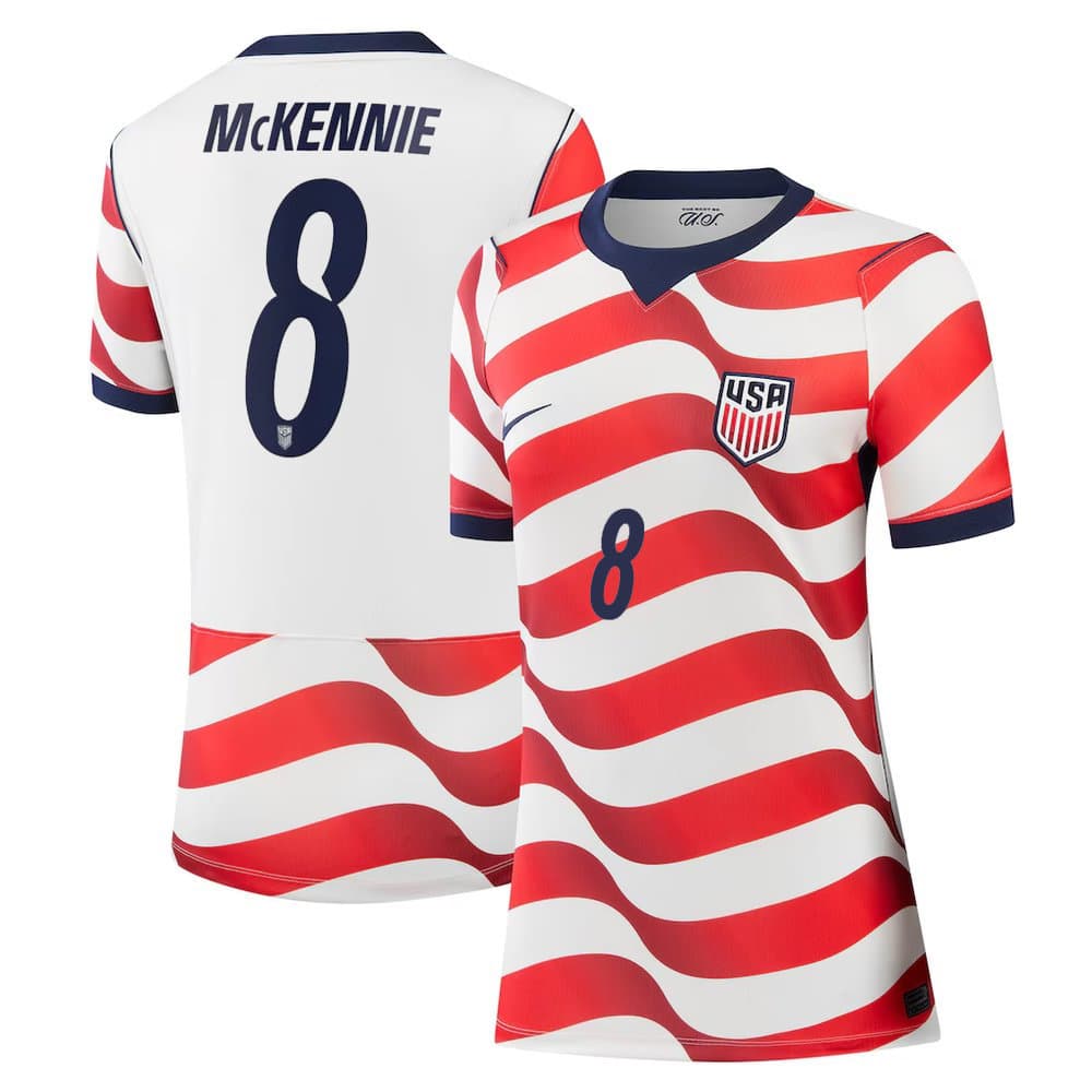 Women's Weston McKennie #8 USA Home Stadium Replica Jersey World Cup 2026 Women's Weston McKennie #8 USA Home Stadium Replica Jersey World Cup 2026