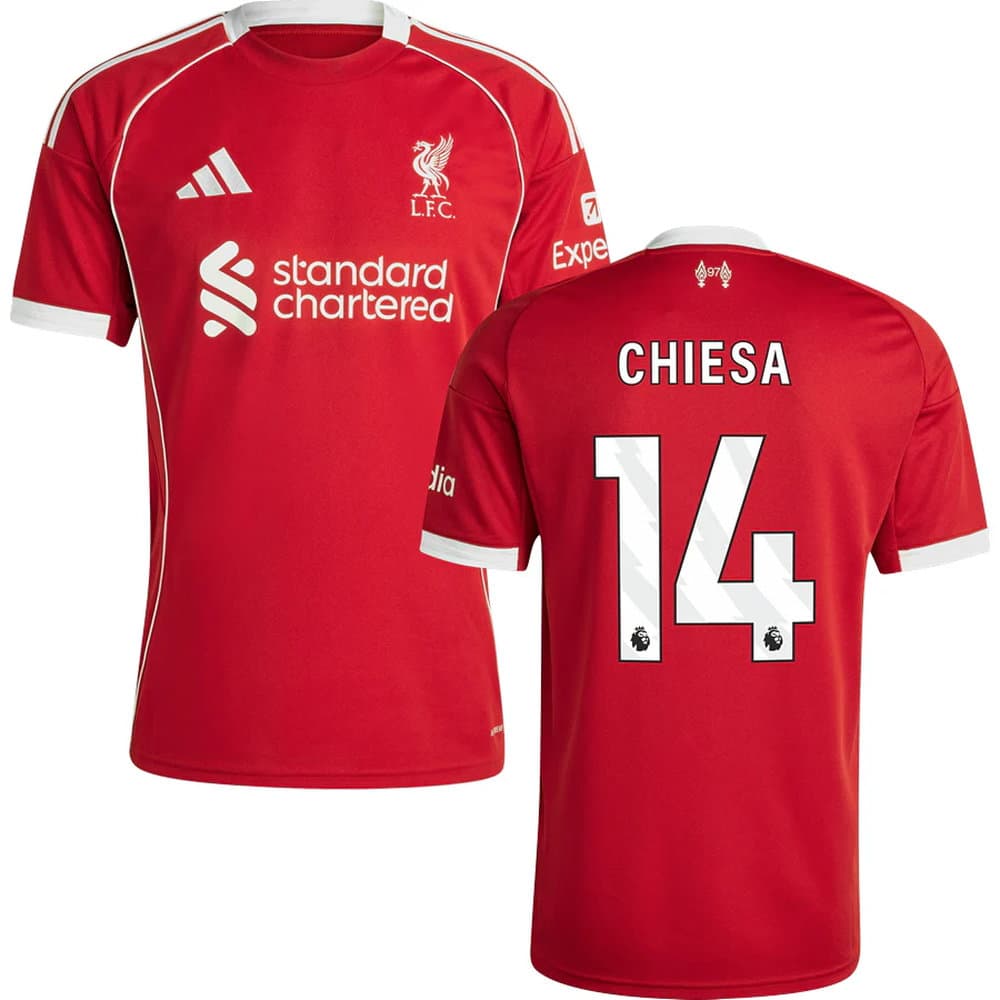 Men's CHIESA #14 Liverpool Home Replica Jersey 2025/26 Men's CHIESA #14 Liverpool Home Replica Jersey 2025/26