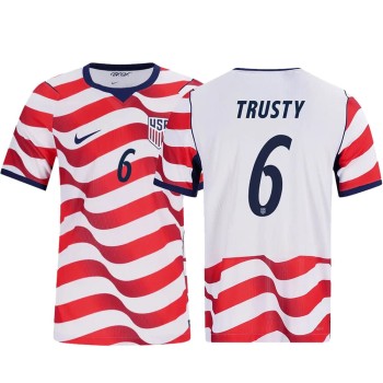 Men's Auston Trusty #6 USA Home Match Authentic Jersey World Cup 2026