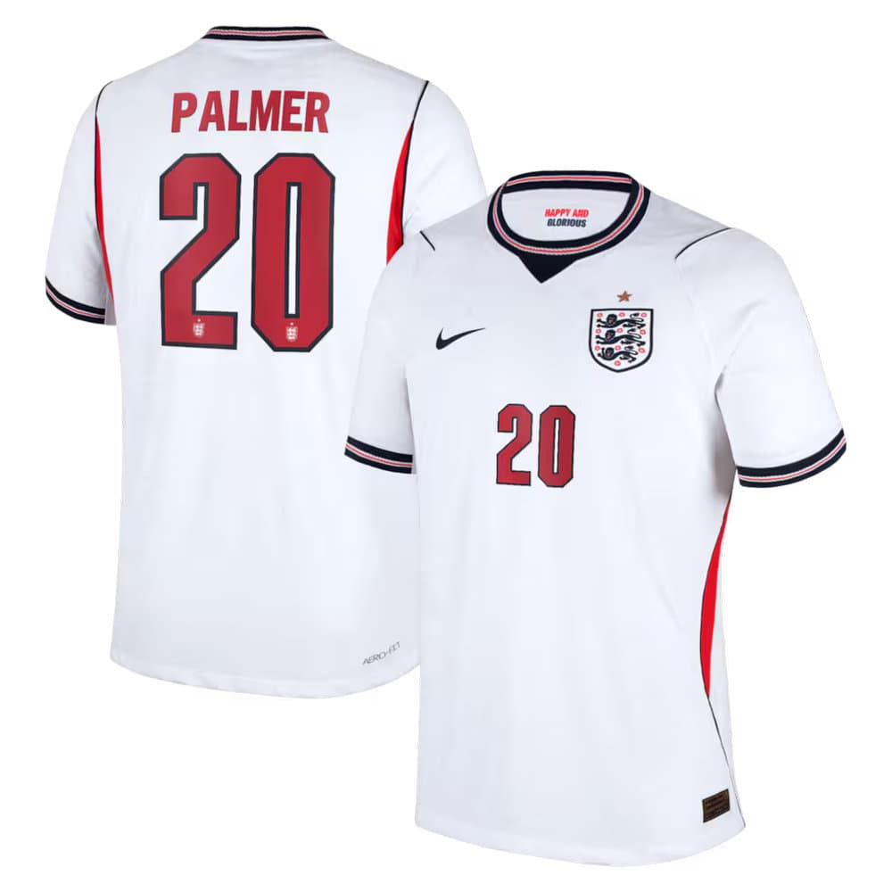 Men's Cole Palmer #20 England Home Match Authentic Jersey World Cup 2026