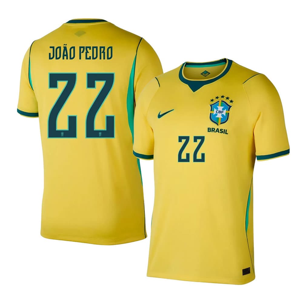 Men's João Pedro #22 Brazil Home Replica Jersey World Cup 2026 Men's João Pedro #22 Brazil Home Replica Jersey World Cup 2026