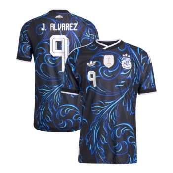 Men's J. Alvarez #9 Argentina Away Authentic Jersey World Cup 2026