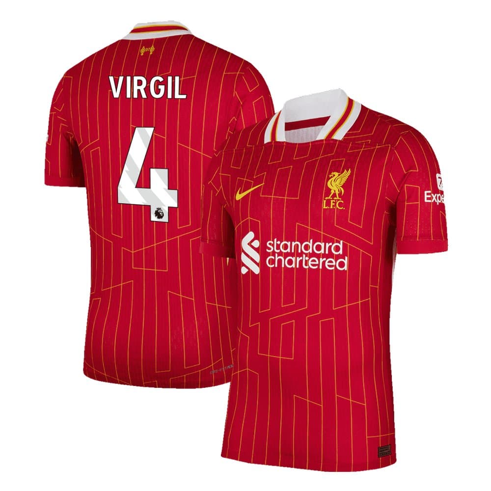 Men's VIRGIL #4 Liverpool Home Authentic Soccer Jersey 2024/25 Men's VIRGIL #4 Liverpool Home Authentic Soccer Jersey 2024/25