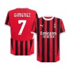 Men's GIMENEZ #7 AC Milan Home Authentic Soccer Jersey 2024/25