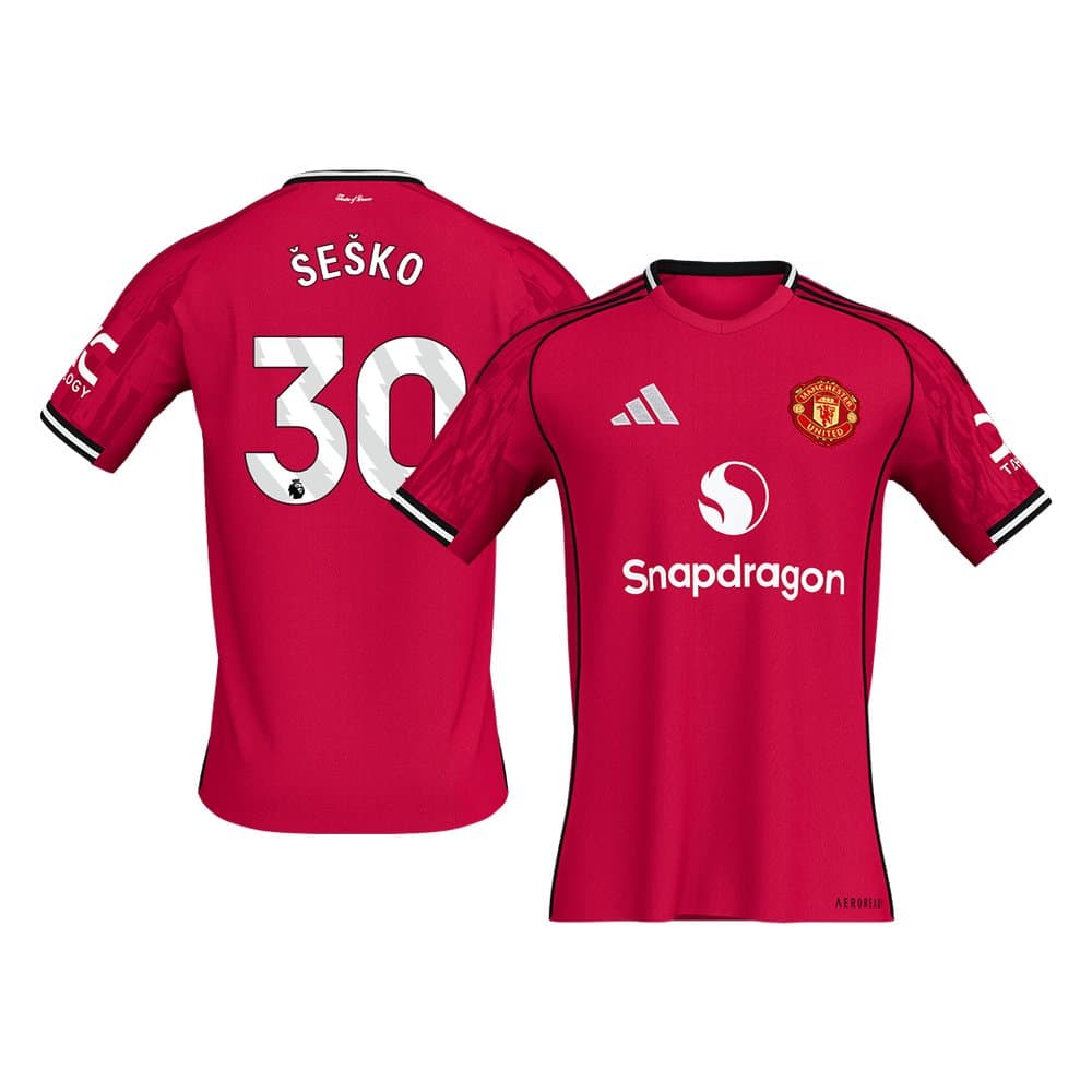 Men's MOUNT #7 Manchester United Home Replica Soccer Jersey 2025/26 Men's MOUNT #7 Manchester United Home Replica Soccer Jersey 2025/26