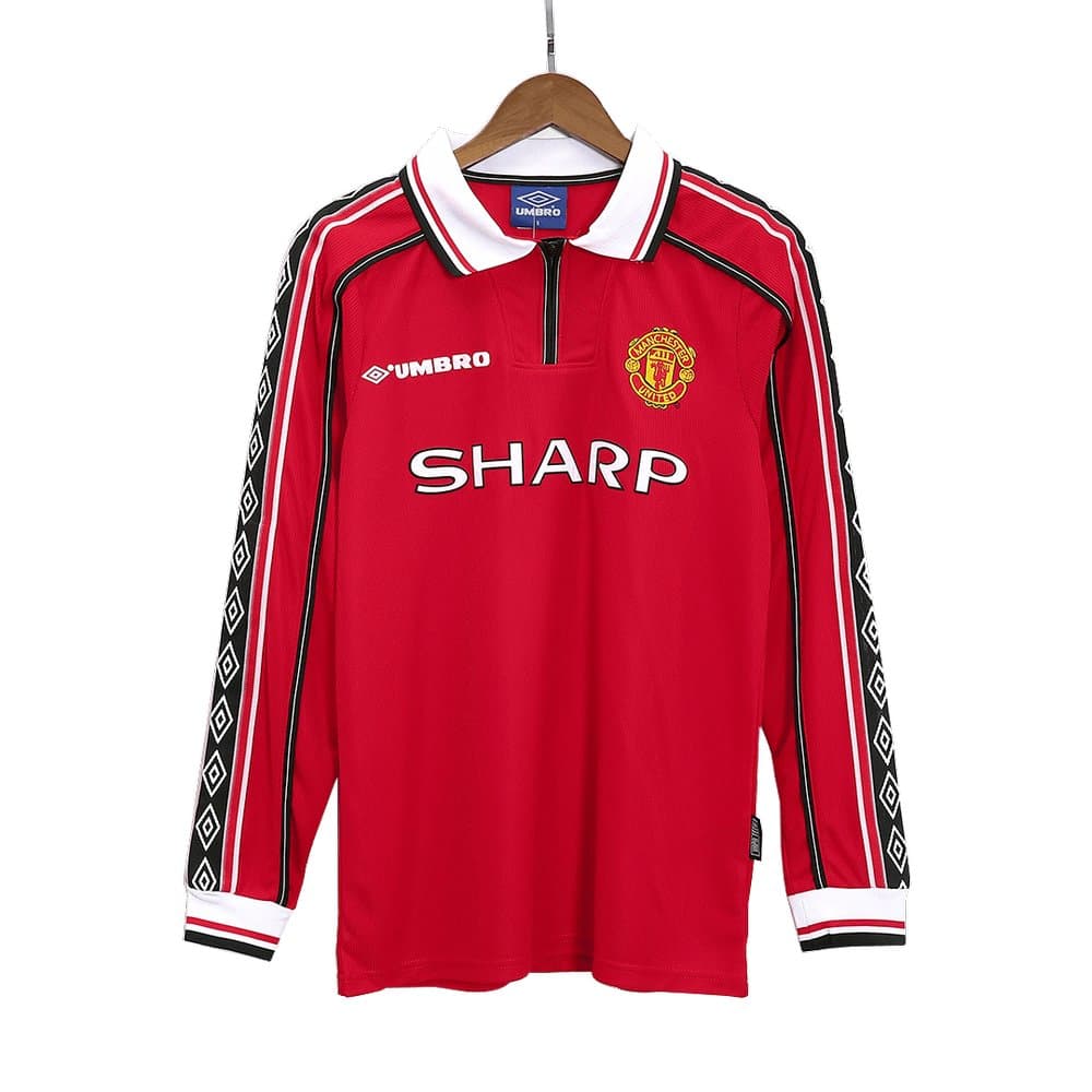 Men's Manchester United Home Long Sleeve Retro Soccer Jersey 1998/99 Men's Manchester United Home Long Sleeve Retro Soccer Jersey 1998/99