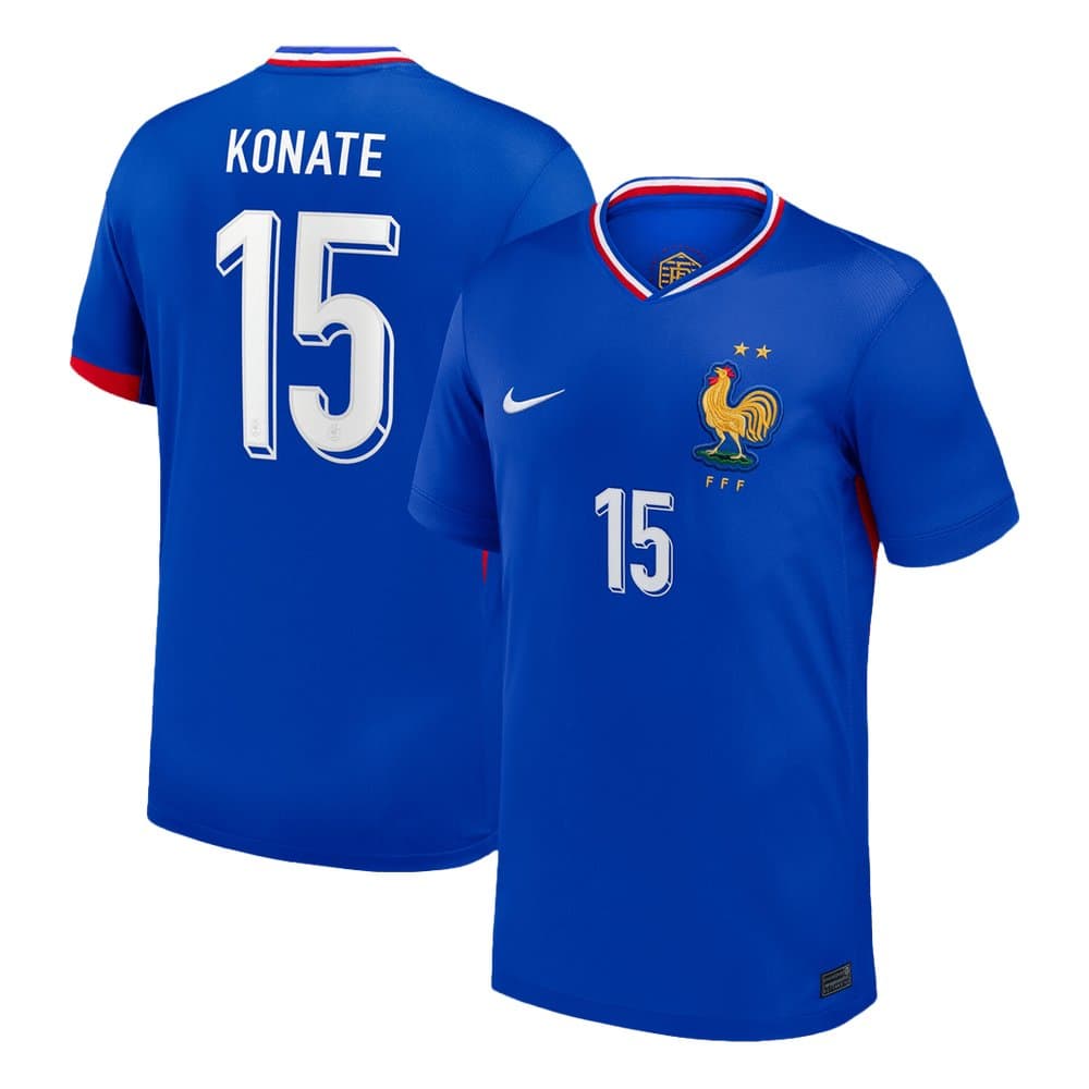 Men's KONATE #15 France Home Replica Soccer Jersey 2024