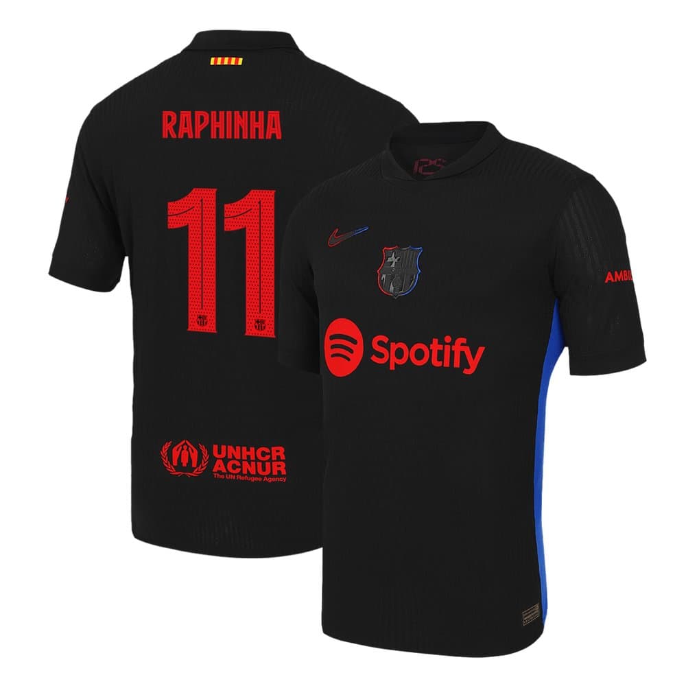 Men's RAPHINHA #11 Barcelona Away Authentic Soccer Jersey - UCL 2024/25