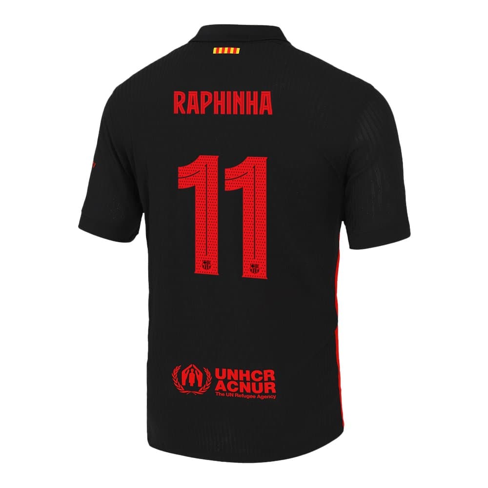 Men's RAPHINHA #11 Barcelona Away Authentic Soccer Jersey - UCL 2024/25