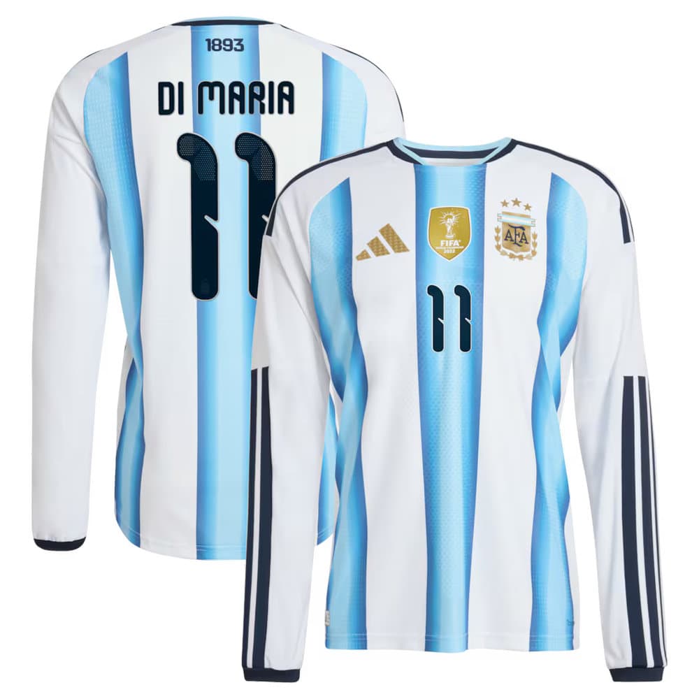 Men's Angel Di Maria #11 Argentina Home Authentic Long Sleeve Jersey World Cup 2026 Men's Angel Di Maria #11 Argentina Home Authentic Long Sleeve Jersey World Cup 2026