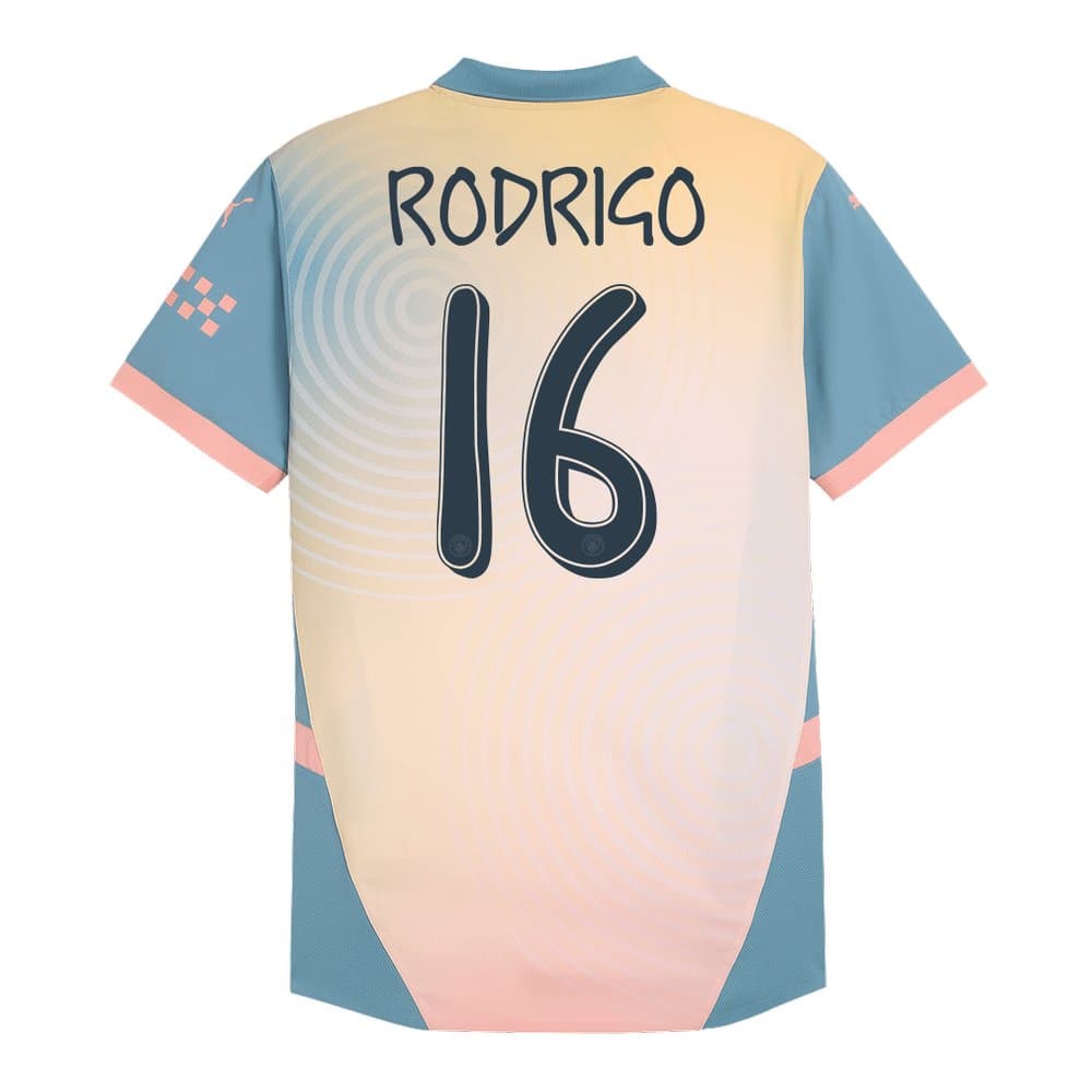 Men's RODRIGO #16 Manchester City Fourth Away Authentic Jersey 2024/25 Men's RODRIGO #16 Manchester City Fourth Away Authentic Jersey 2024/25
