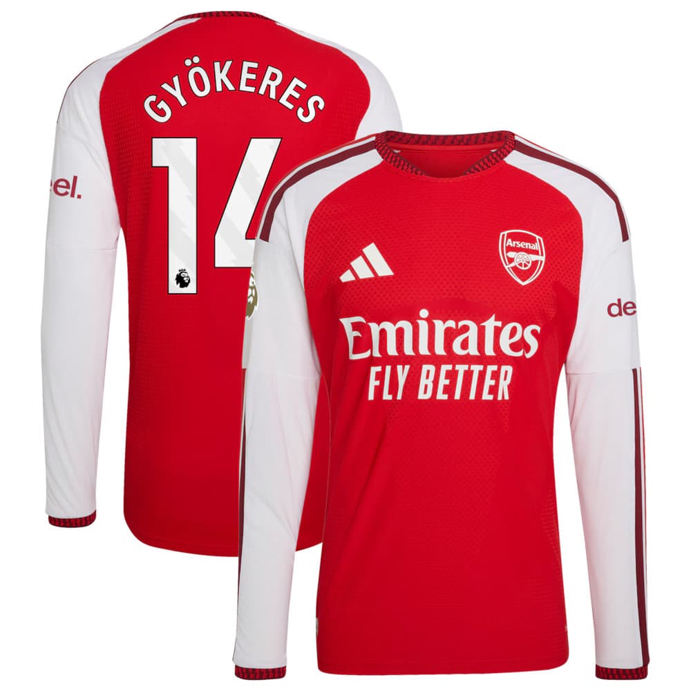 Men's GYÖKERES #14 Arsenal Home Authentic Long Sleeve Jersey 2026/27 Men's GYÖKERES #14 Arsenal Home Authentic Long Sleeve Jersey 2026/27