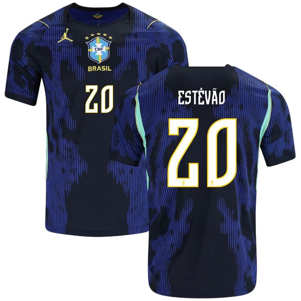 Men's ESTÊVÃO #20 Brazil Away Replica Jersey World Cup 2026