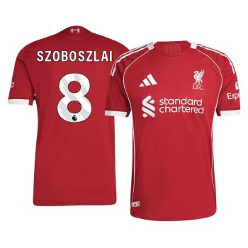 Men's SZOBOSZLAI #8 Liverpool Home Authentic Soccer Jersey 2025/26