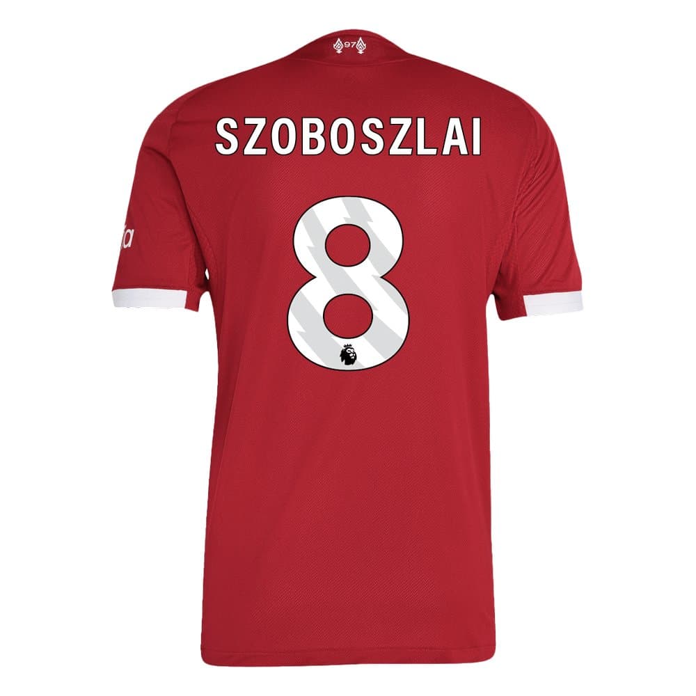 Men's SZOBOSZLAI #8 Liverpool Home Authentic Soccer Jersey 2025/26