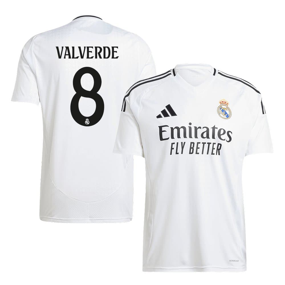 Men's VALVERDE #8 Real Madrid Home Replica Soccer Jersey 2024/25 Men's VALVERDE #8 Real Madrid Home Replica Soccer Jersey 2024/25