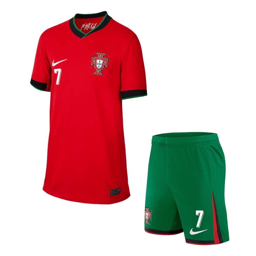 Kid's RONALDO #7 Portugal Home Soccer Jersey Kit EURO 2024