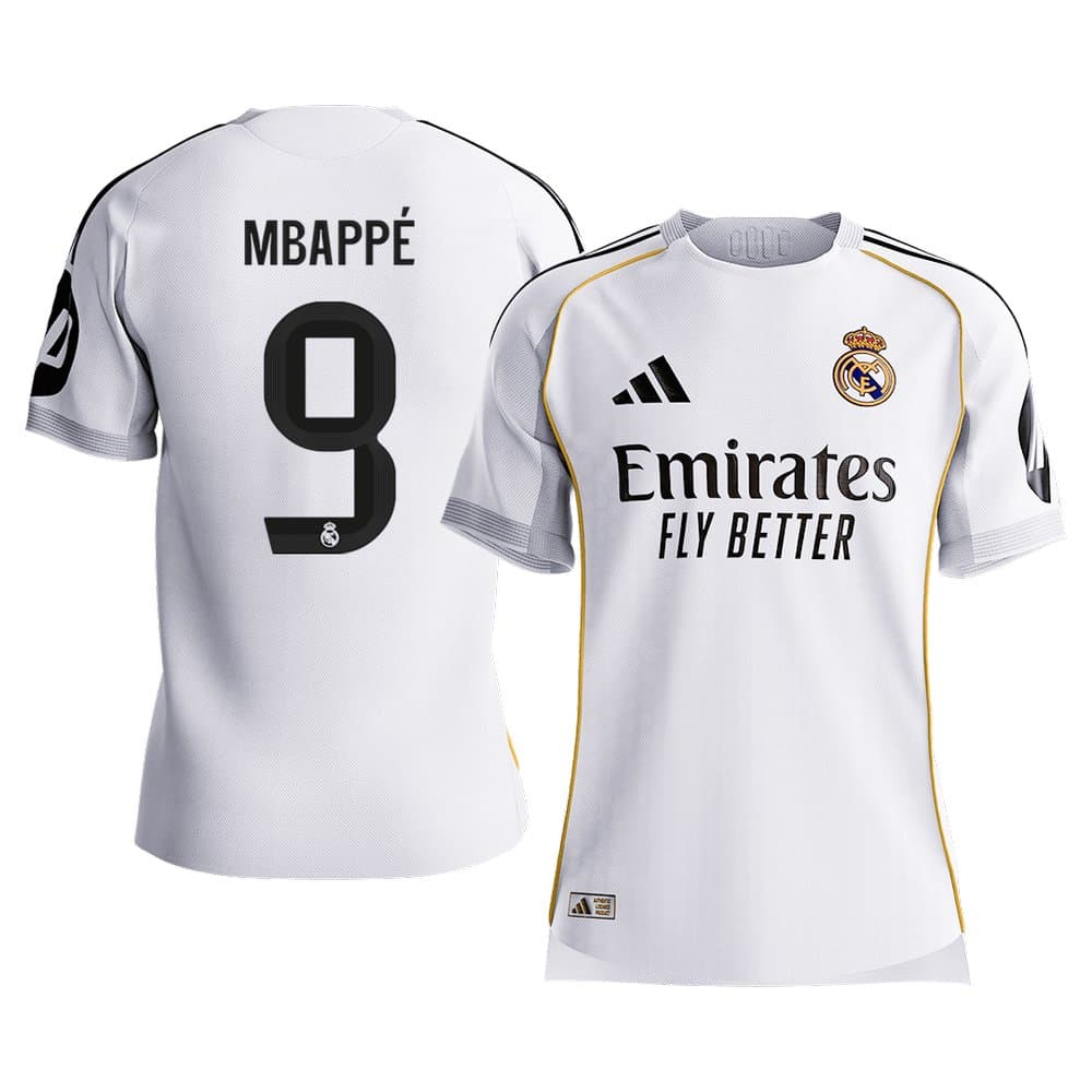 Men's MBAPPÉ #9 Real Madrid Home Authentic Soccer Jersey 2025/26