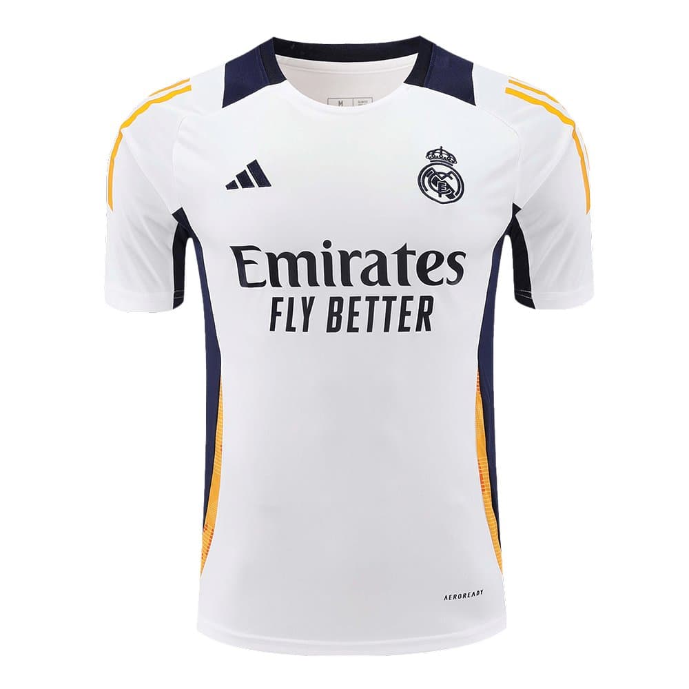 Men's Real Madrid Pre-Match Replica Soccer Jersey White 2024/25 Men's Real Madrid Pre-Match Replica Soccer Jersey White 2024/25