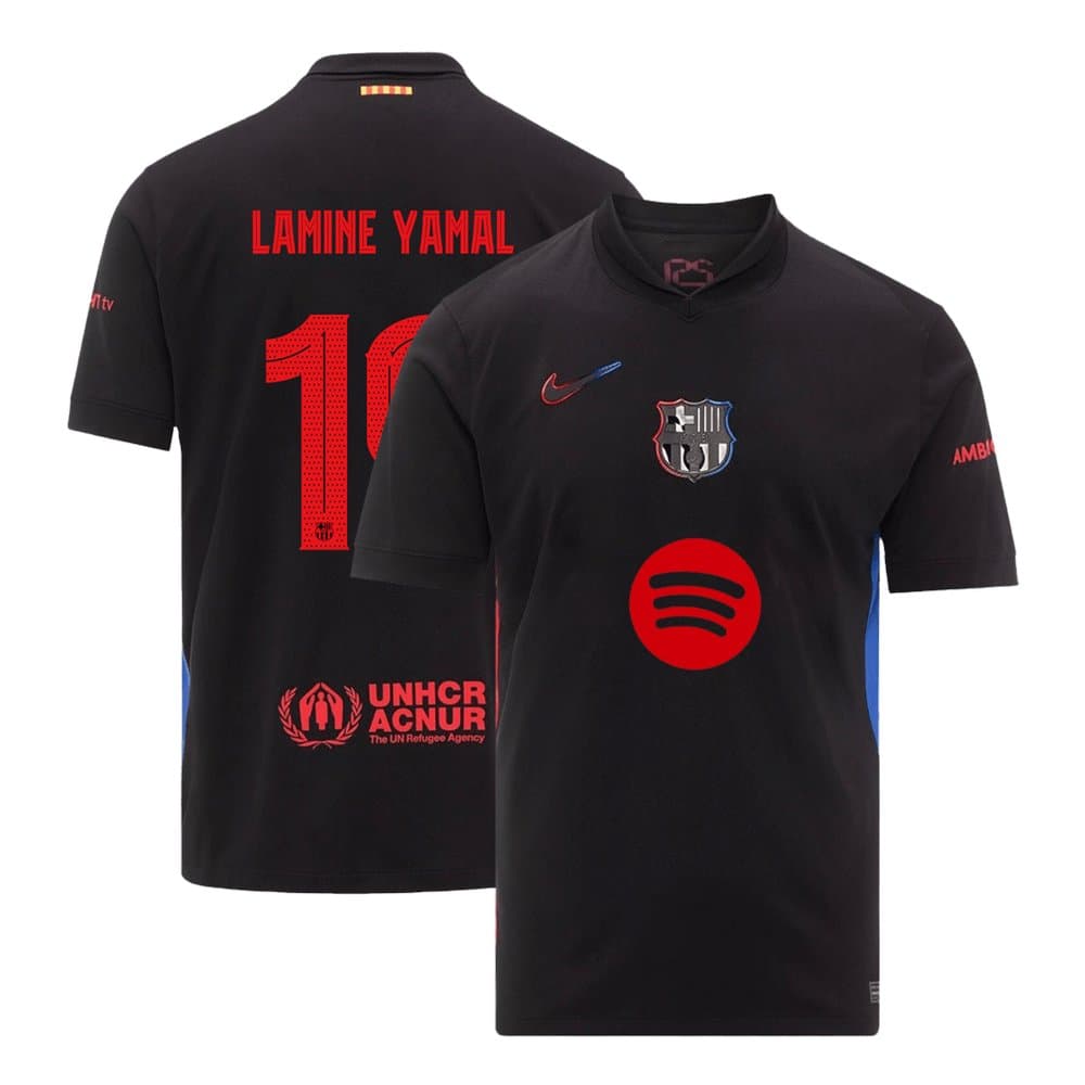 Men's LAMINE YAMAL #19 Barcelona Away Replica Soccer Jersey - UCL (Spotify Logo Without Text) 2024/25