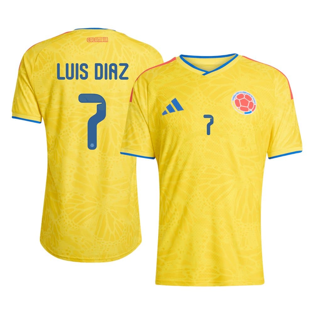 Men's Luis Díaz #7 Colombia Home Authentic Jersey World Cup 2026