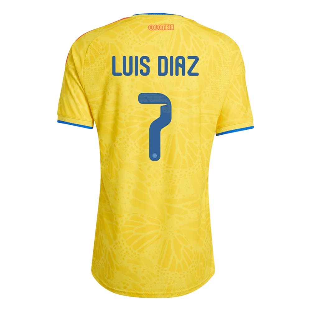 Men's Luis Díaz #7 Colombia Home Authentic Jersey World Cup 2026