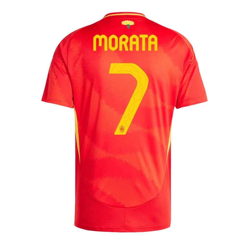 Men's MORATA #7 Spain Home Replica Soccer Jersey EURO 2024 Men's MORATA #7 Spain Home Replica Soccer Jersey EURO 2024